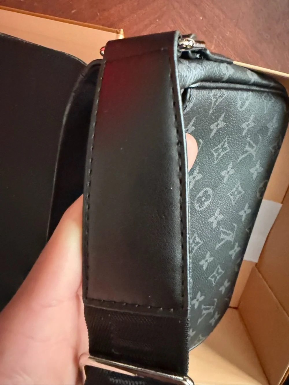 Louis Vuitton Men's Monogram Messenger Bag in Black and Gray